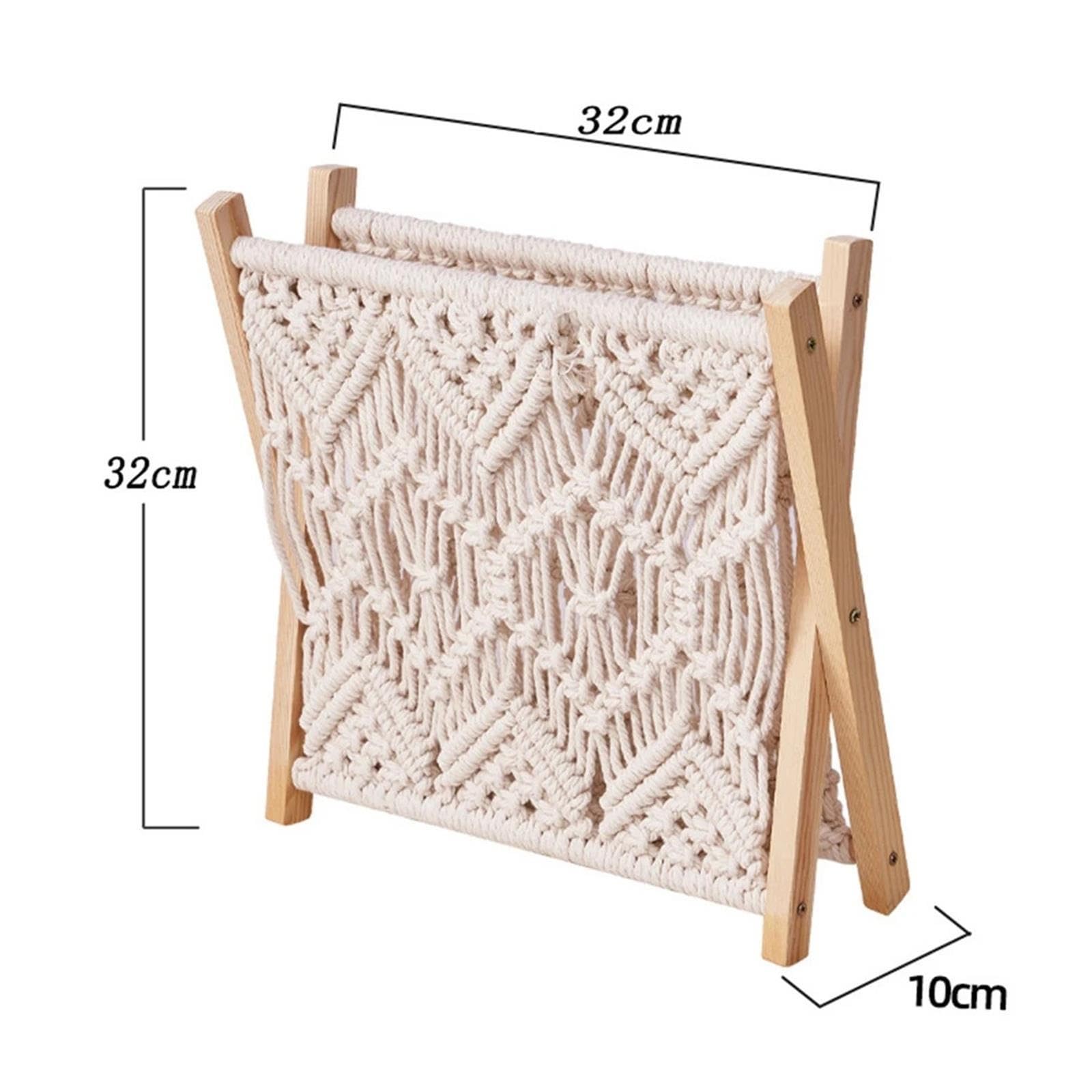 Porte-revues en macramé Porte-revues, panier de rangement fichiers style bohème