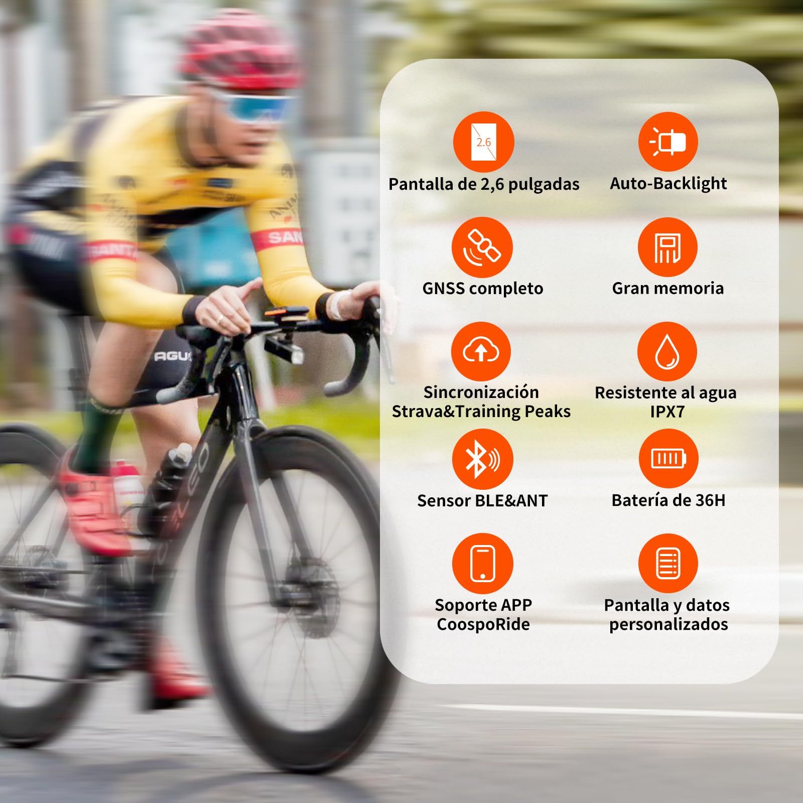 COOSPO Ciclocomputador GPS Computadora Bicicleta Inalámbrica Ordenador de Ciclismo Pantalla LCD de 2.6 Pulgadas por Impermeable Bicicleta de Carretera MTB Bicicleta