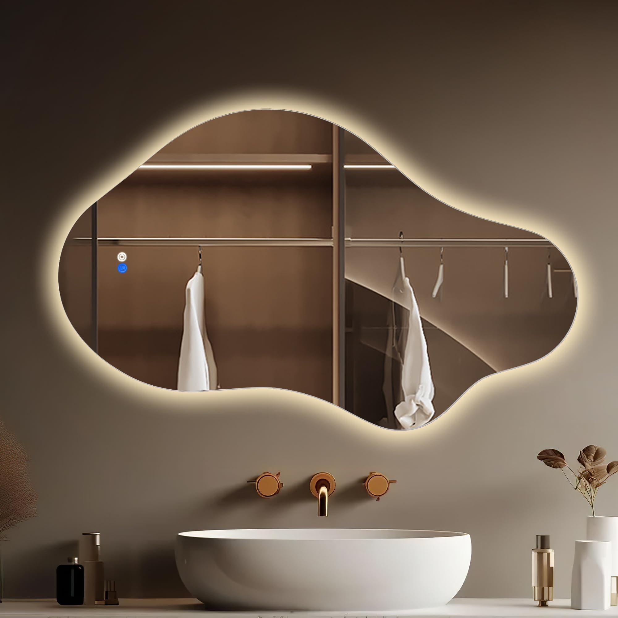 Miroir de courtoisie LED antibuée avec intensité réglable et 3 modes de couleur