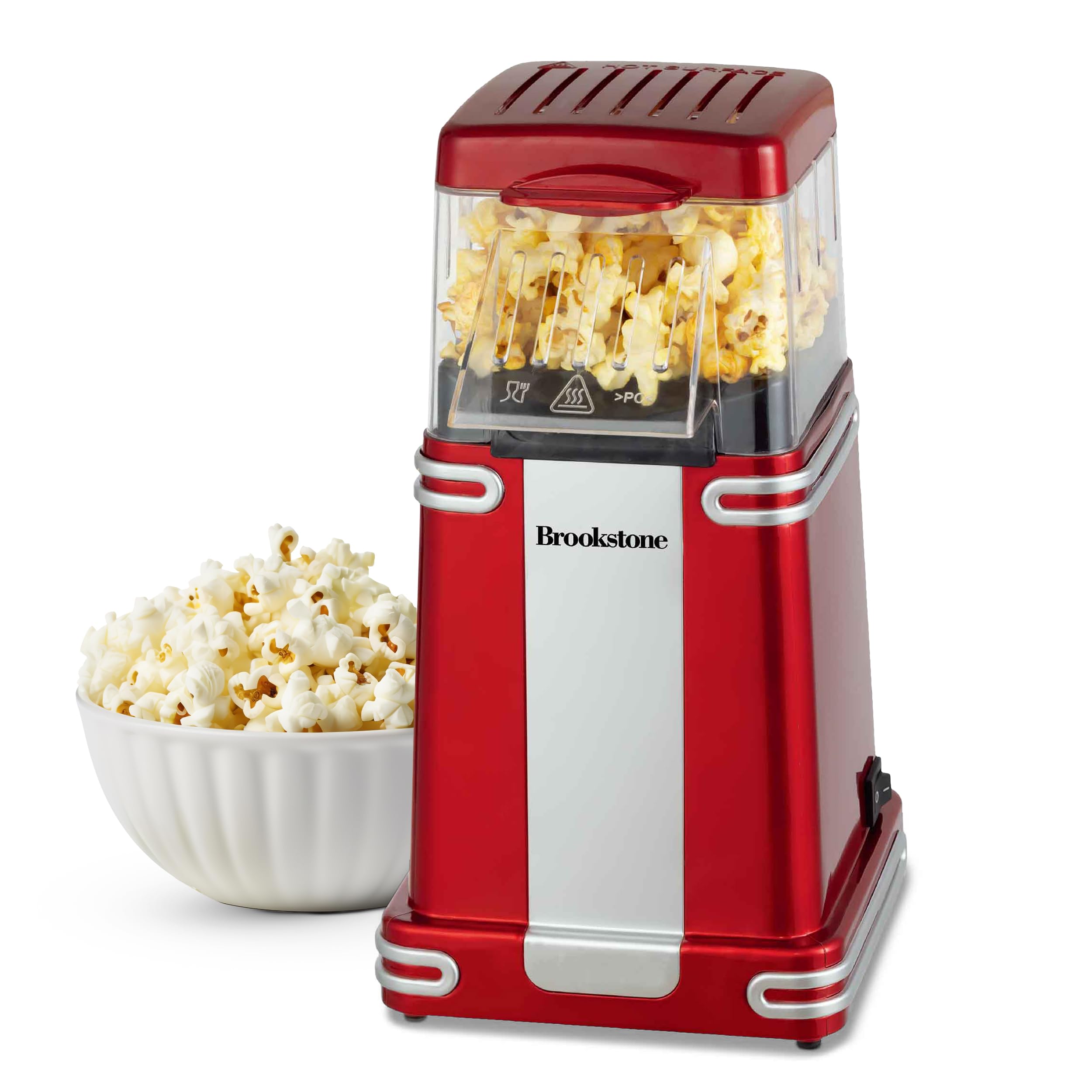 Brookstone Classic Style Popcorn Machine, Air Popper Popcorn Maker Machine Electric, Nostalgia Movie Theatre Popcorn Style, Makes 2 Cups, No Oil, Food Safe, Nostalgia Popcorn Maker, Holiday Gift