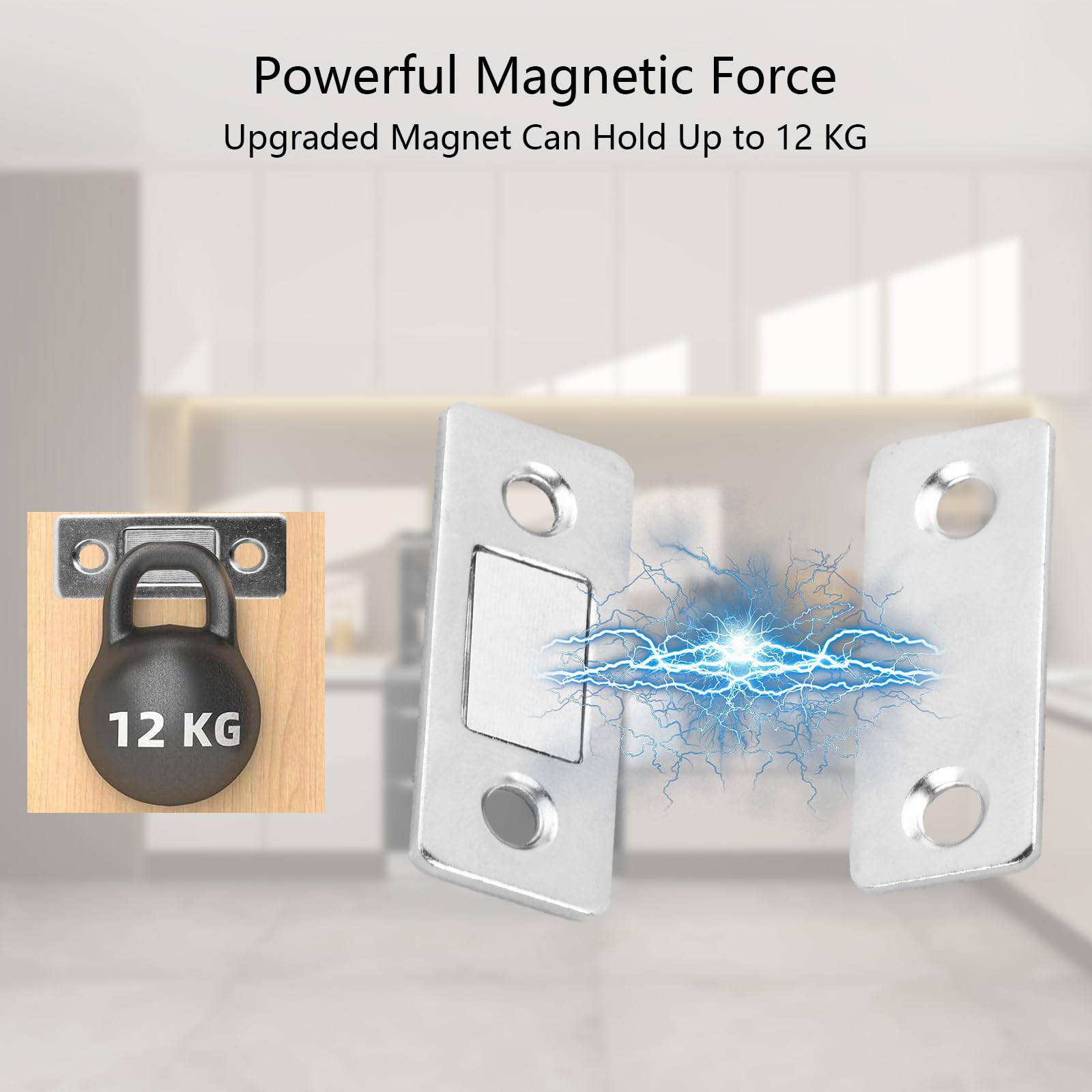 4 sztuki magnesów drzwiowych, szuflad magnesów, silne zamknięcie magnetyczne ze śrubami do drzwi meblowych blokada szafki Ultra cienkie szuflady