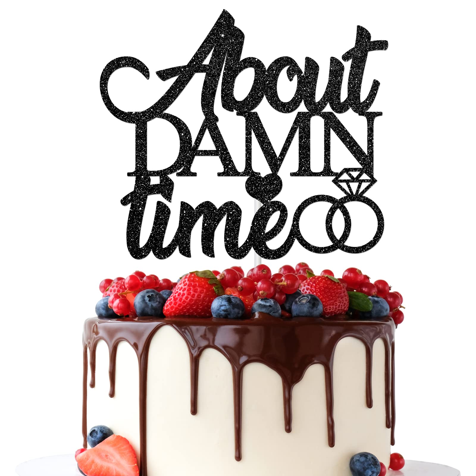 Dalaber About Damn Time Cake Topper, Funny Wedding/Engagement/Bridal Shower Party Decoration, Wedding Cake Decor Anniversary Party Supplies, Diamond