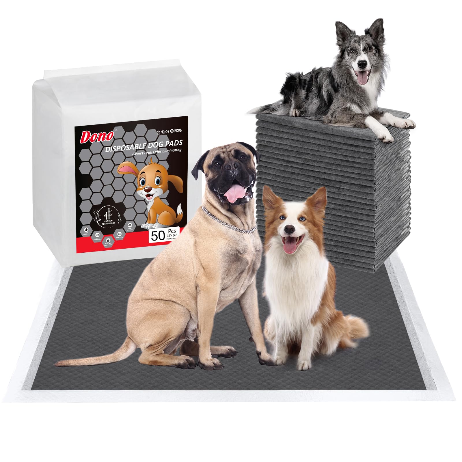 Dono Puppy Pads, Dog Training Pads, 50 PCS, Charcoal Dog Pad for Small Dogs, Rabbits, Guinea Pigs, Puppy Pee Pads, Toilet Pads for Crate, Car, House, 60*90 โ image 1