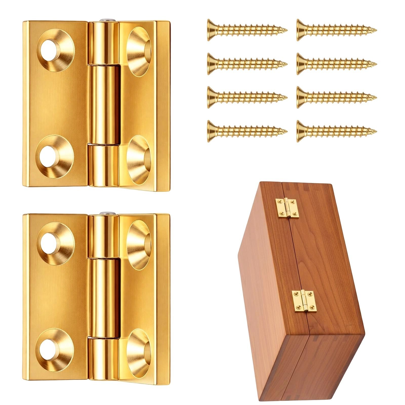 2 Pieces Strong Copper Hinges Permanent Bronze Hinges Decors for Smooth Rotation in Small Cabinets & Decorative Boxes Decorative