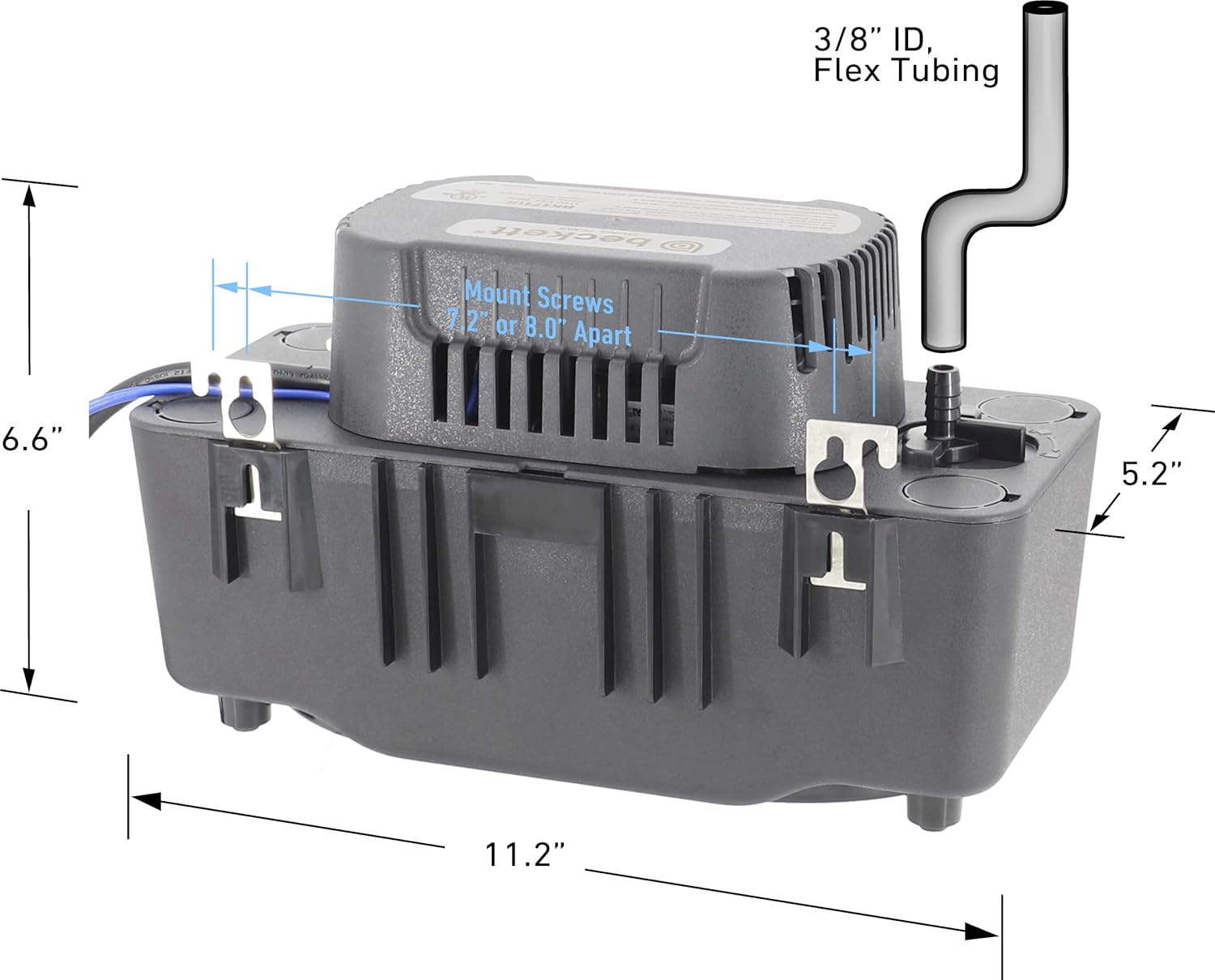 Beckett Corporation BK171UL (Replaces CB151UL) Medium Condensate Pump with Safety Switch, 115V, 17 Foot Max Lift, Black & SimpleAir SACF Drain Line tabs, 6 Count : Tools & Home Improvement