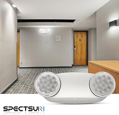 Miniatura 3 de SPECTSUN - Paquete de 12 lámparas LED de emergencia con respaldo de batería y cabezales de ojo de insectos, luz de emergencia estándar de EE. UU.,
