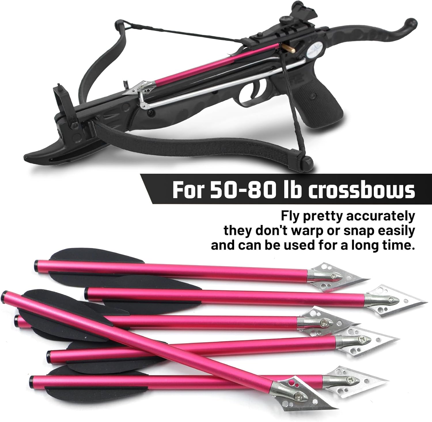 6.3" Pistol Crossbow Bolts with Sharp Blade Mini Crossbow Pistol Arrows for Adults Aluminium Crossbow for Outdoor Hunting (Pack of 6/12/24)