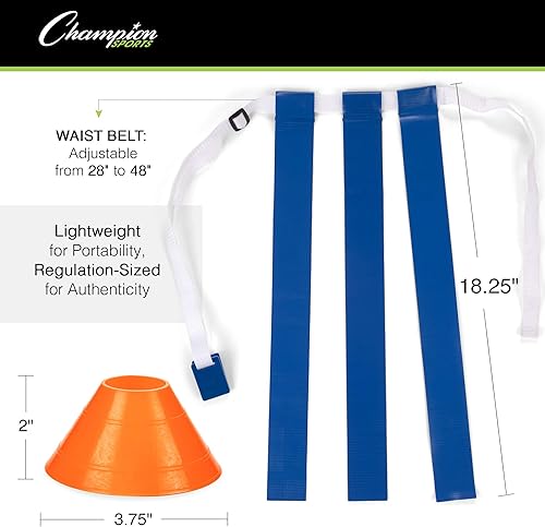 Miniatura 4 de Champion Sports Quick Release Flag Football Set – Durable Belt, 3 Detachable Flags & Adjustable Fit (25”-50”)