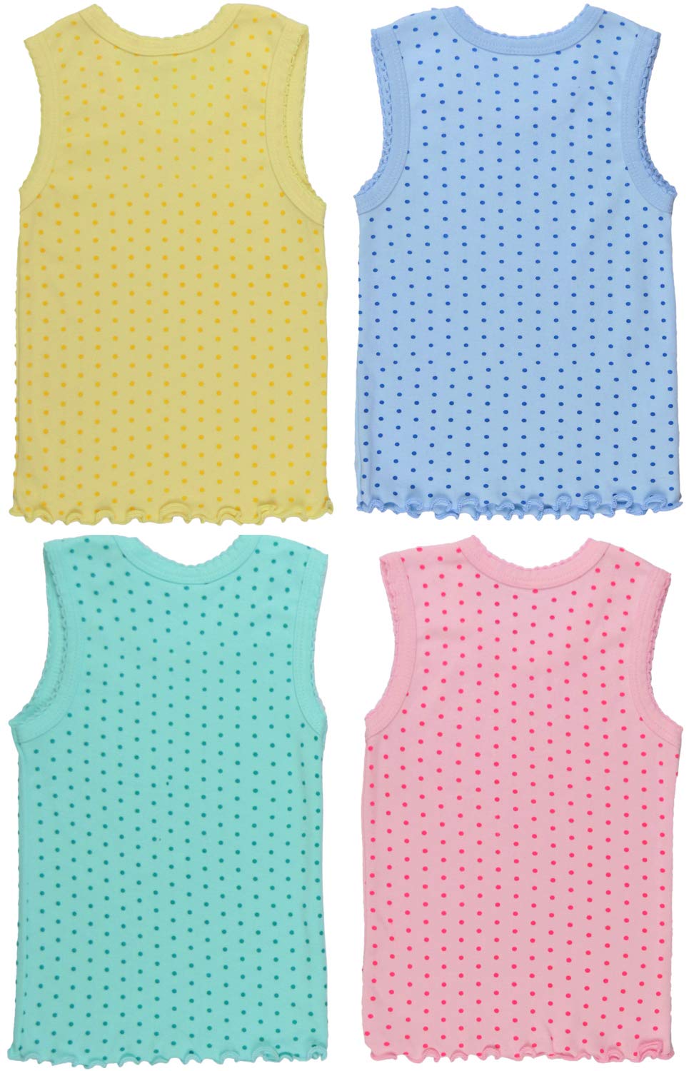 ToBeInStyle paquete de 4 camisetas sin mangas de algodón con volantes para niña - Amarillo - 4 años