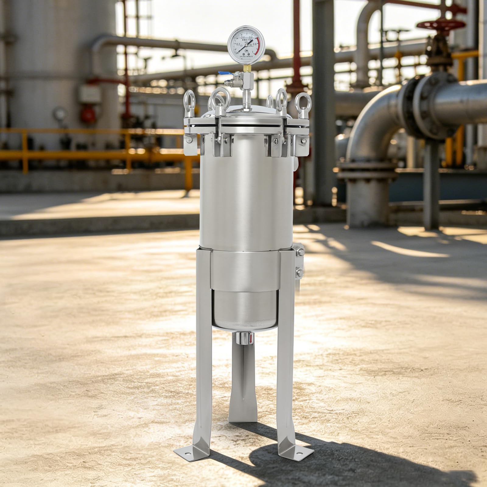 304-Edelstahl Mit Manometer und Entlüftungsventil Großer Durchflussmenge Umkehrosmoseanlage Osmoseanlage Water Filter Teesieb Teaballs Teeei Teefilter mit 5 µm Filterbeutel Waterdrop Drops Würfe