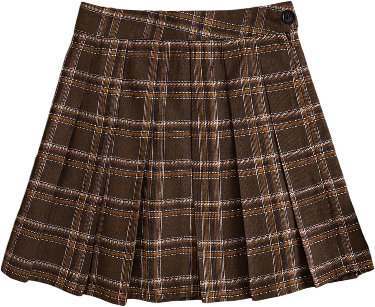 SweatyRocks Women's Plaid Pleated Casual A Line High Waist Mini Skirt with Hidden Zipper for Daily Outfit Y2K Streetwear