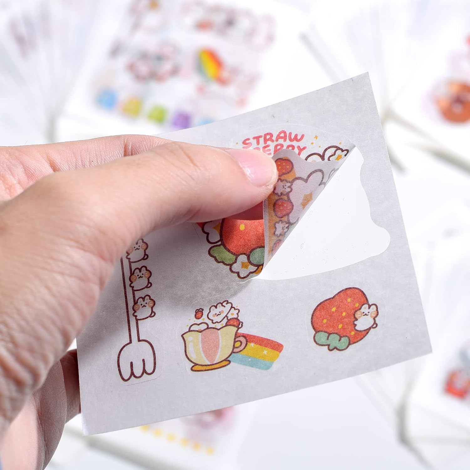Kawaii Washi Stickers Set (100 Sheets 600+ Small Pieces) - Cute Cartoon Animal Decorative Scrapbooking Supplies for Bullet Journaling,Diary,DIY Arts Crafts,Album,Planner,Junk Journals,Calendars and Notebook (MITE Cat)
