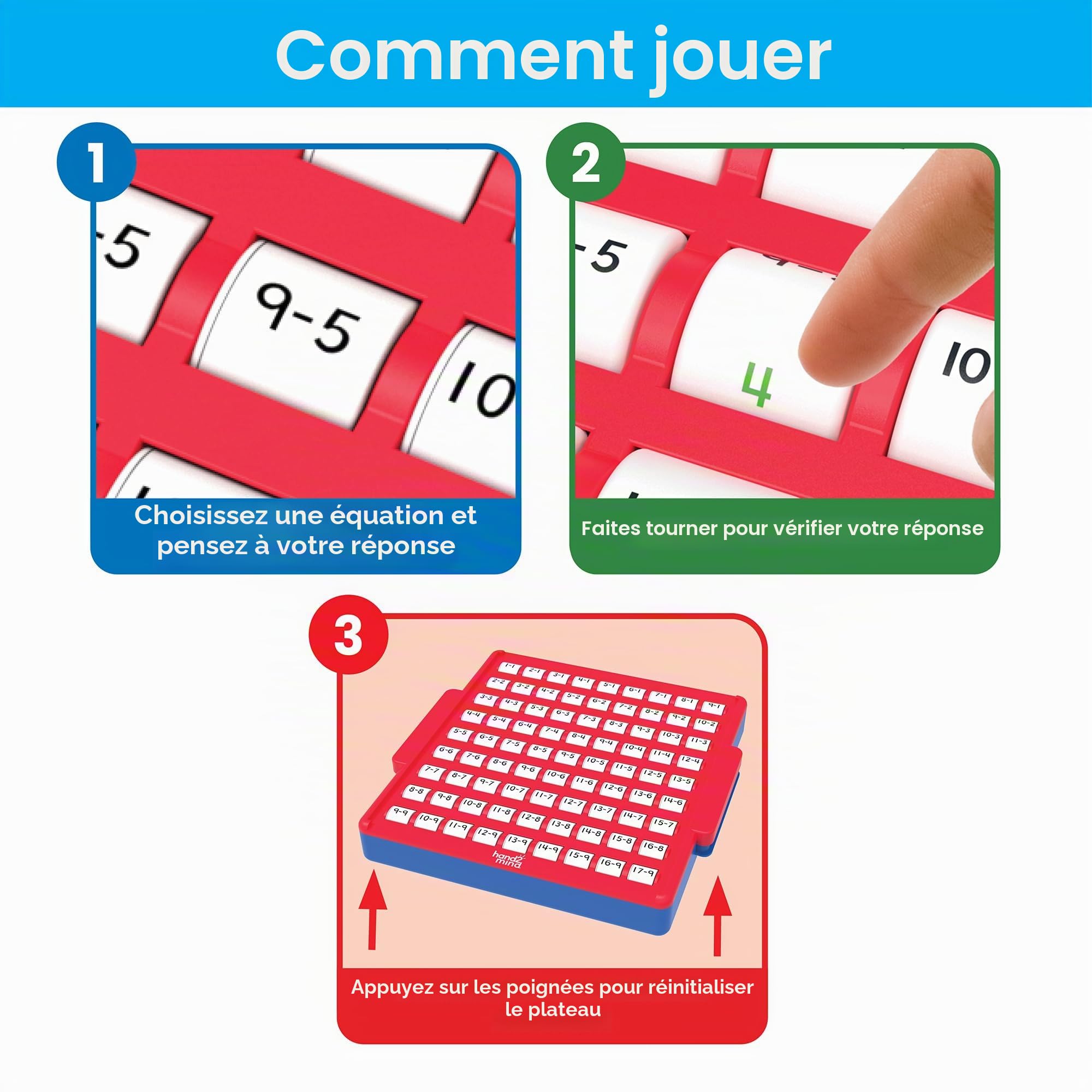 Learning Resources Tableau d'informations mathématiques interactif de soustraction, Apprendre la soustraction, Tableau d'activités à corriger soi-même pour l'apprentissage Autonome, dès 5 Ans