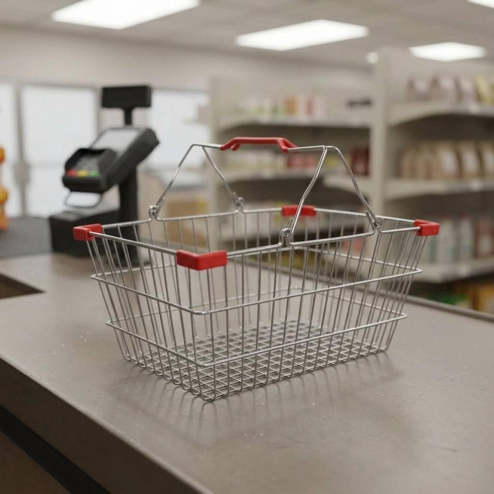 harayaa Commercial Lagerkorb Metall Mesh Warenkorb Aufbewahrungskorb mit Robustem Metallrahmen Und Schutzkanten für Einkauf Geschenk Hausorganisation, 45 32 20cm