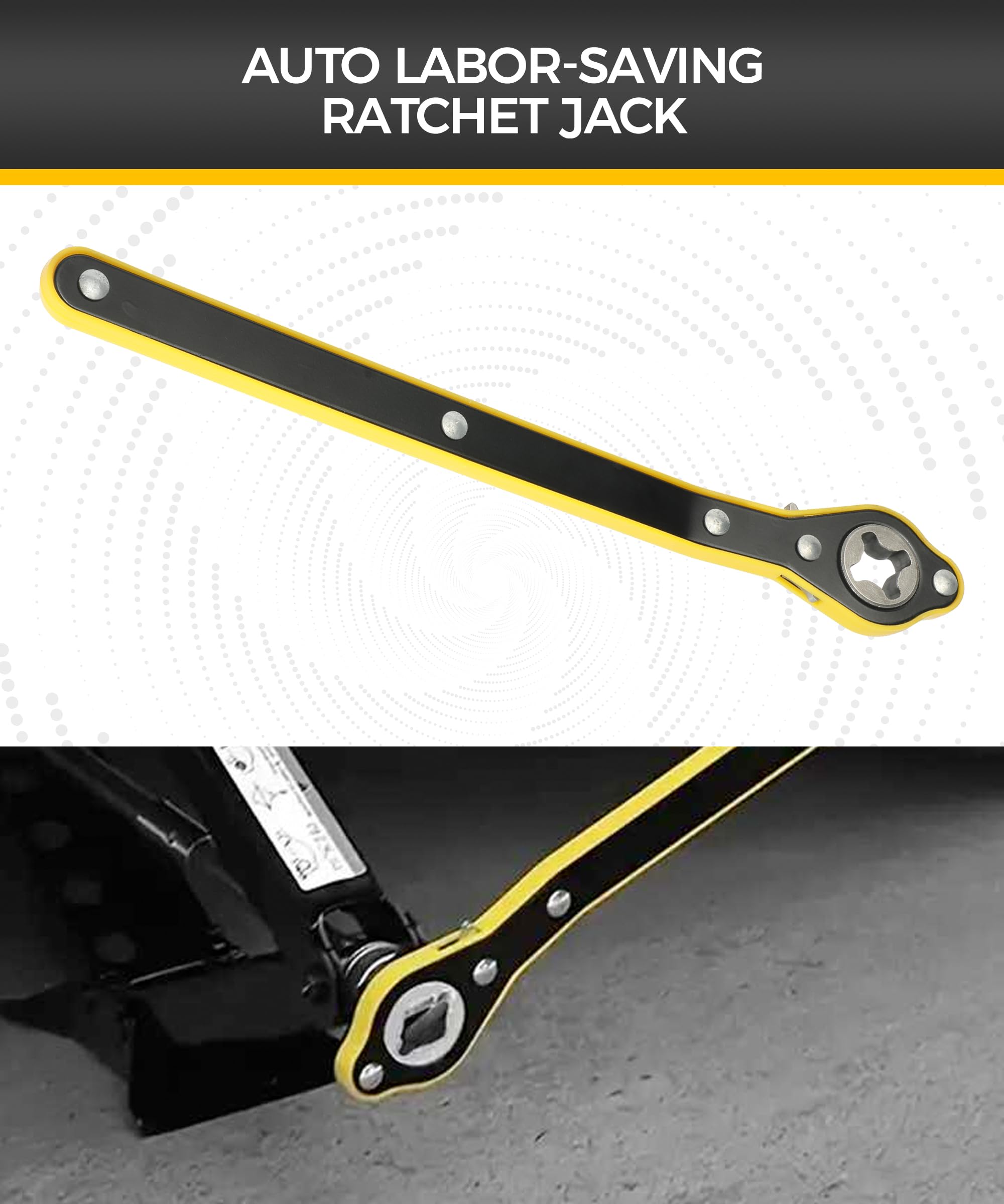 Flaconi Chiave a cricchetto per auto,Jack per auto Chiave di sollevamento, Automobili Ascensore Forbici Manovella Chiave con 360 ° Aabeza di attività,Adatto per Auto,SUV Camion,Furgoni