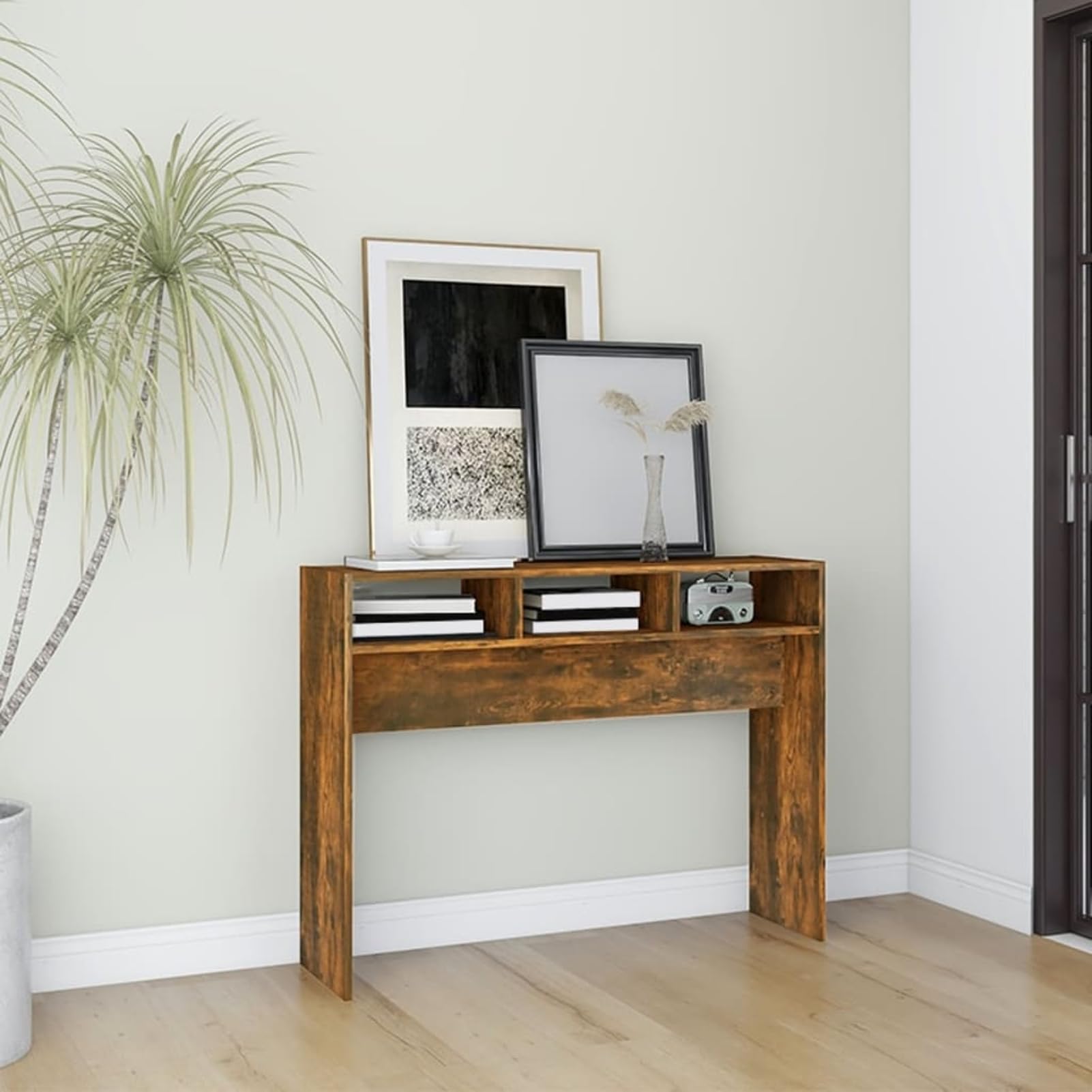 Anself Holzwerkstoff Konsole Räuchereiche 105x30x80cm mit Wandhalterung Model815939