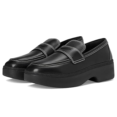 FitFlop F Luma Contrast Stitch Leather Demi Wedge Loafers Women