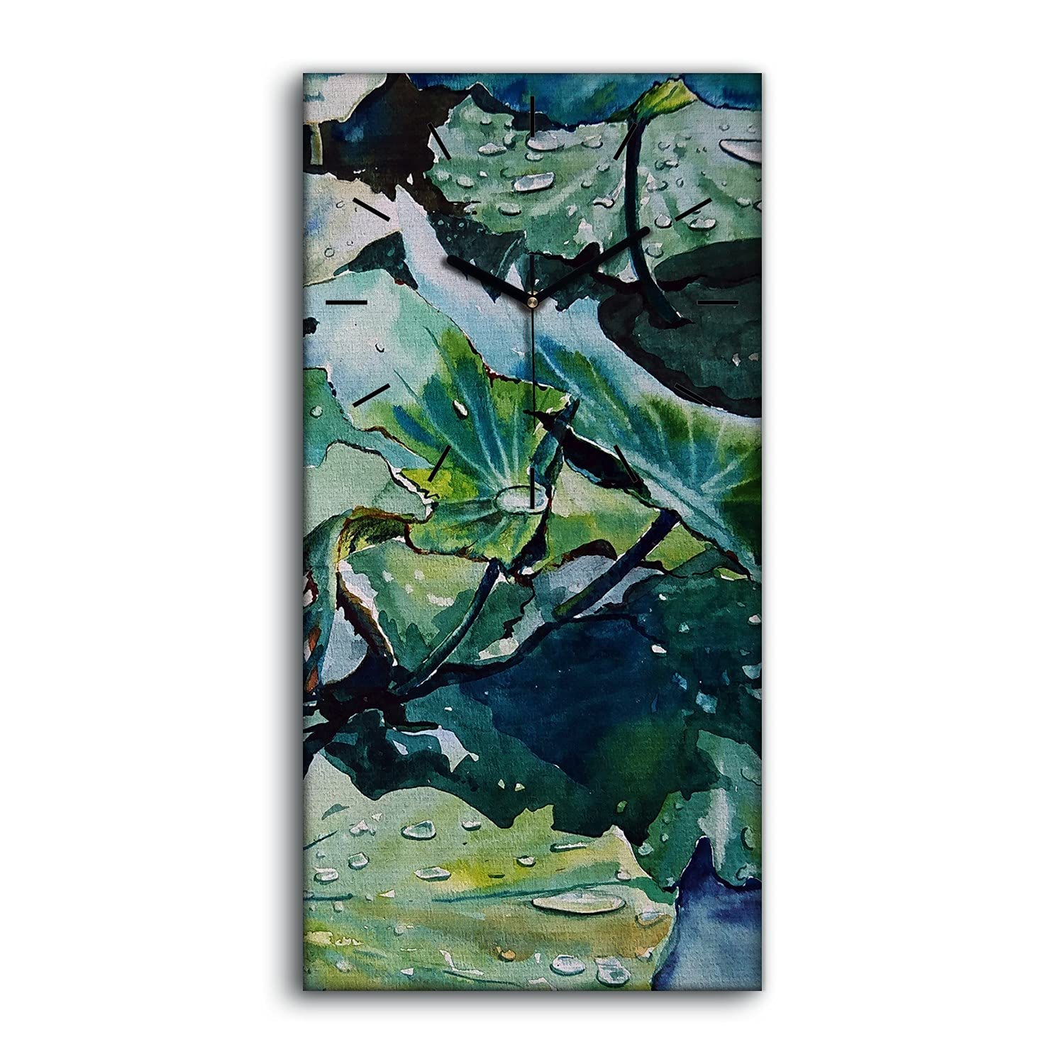 Image art mural moderne horloge sur toile de prestige 30x60cm fleurs abstraites élégantes