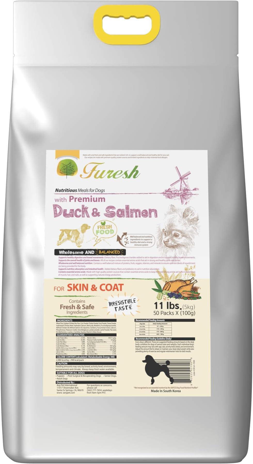 Alpha Dog Series FURESH Premium Dry Dog Food Kibble | Duck + Salmon Recipe | Limited Ingredient Dog Kibble | Natural Balance Dog Food Small Dogs, Puppies + Medium Breeds | Natural Dry Dog Food