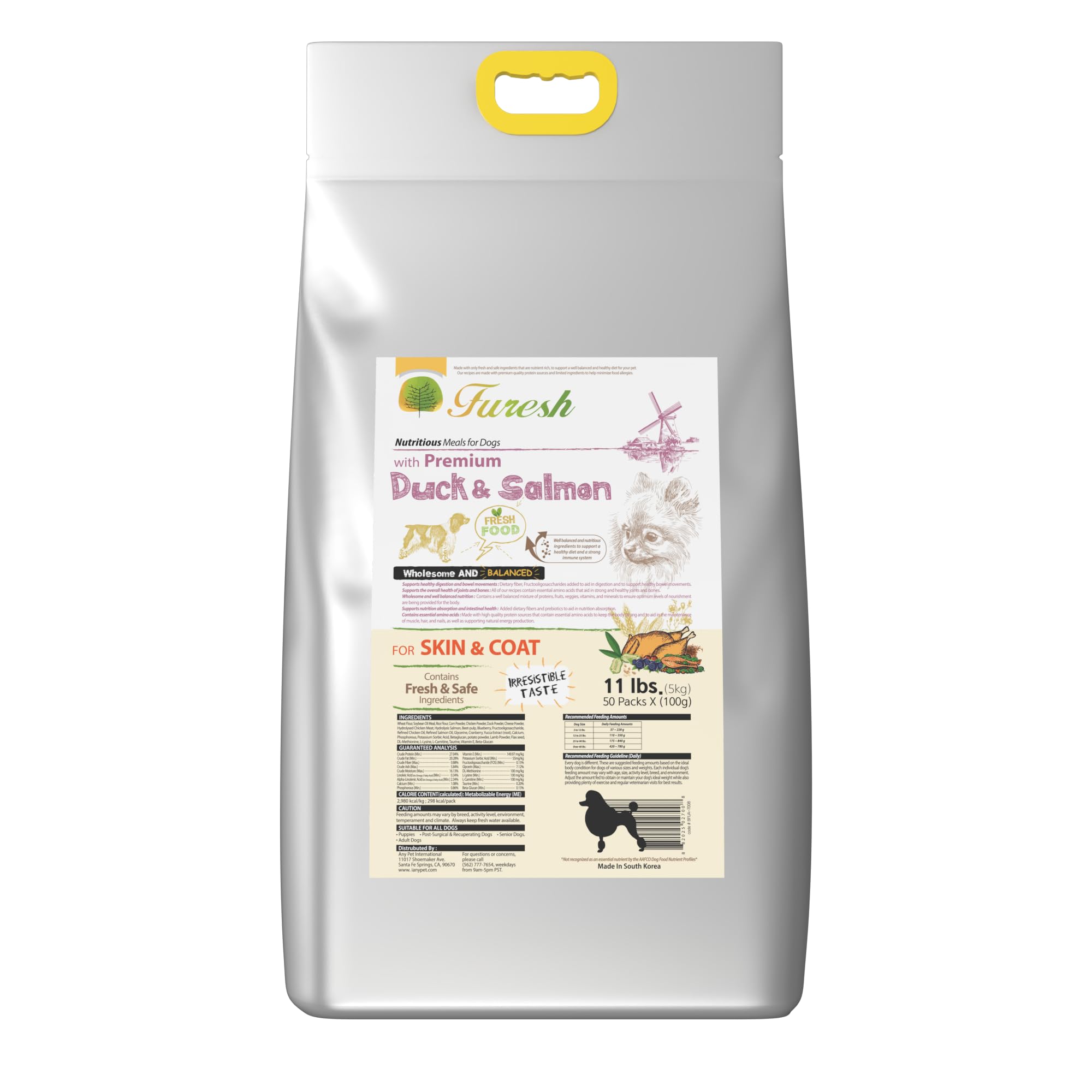 Alpha Dog Series FURESH Premium Dry Dog Food Kibble | Duck + Salmon Recipe | Limited Ingredient Dog Kibble | Natural Balance Dog Food Small Dogs, Puppies + Medium Breeds | Natural Dry Dog Food