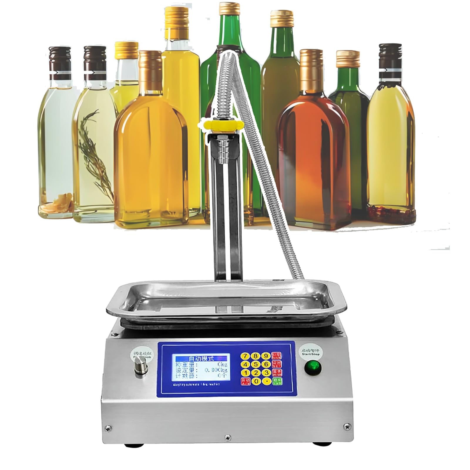 3.2L / 10L / 17L/min Bottle Filler Machine, Weight Filling Machine Peristaltic Pump Digital Control, Large Flow Rate, for Oil, Detergent, Shampoo, Yogurt, Drink, Glue,CSY-L17