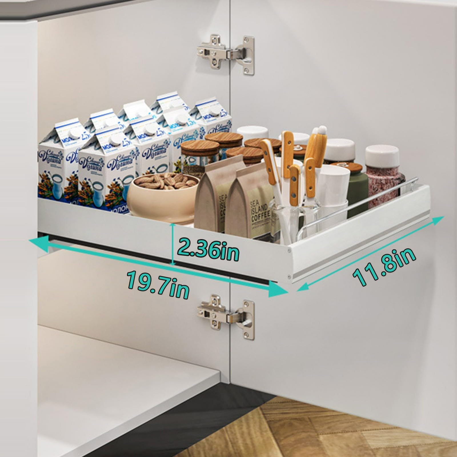 HOLDN' STORAGE Organizer estraibile per armadietti – Cassetti estraibili alti 12,7 cm per mobili da cucina