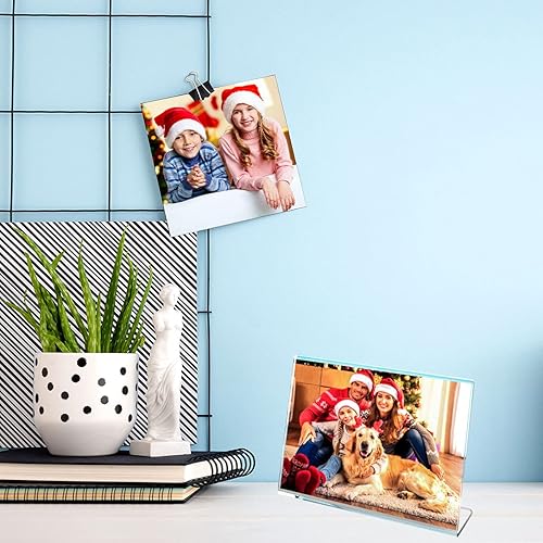 Miniatura 5 de NIUBEE Soporte de letrero acrílico inclinado de 6 x 4 pulgadas, soporte de plástico transparente para mesa, para oficina, tienda, restaurante,