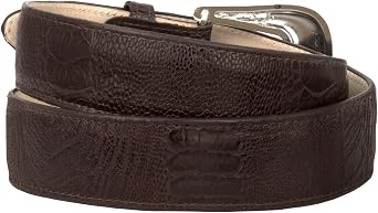 El Presidente Mens #220 Brown Ostrich Leg Print Leather Western Cowboy Belt Silver Buckle