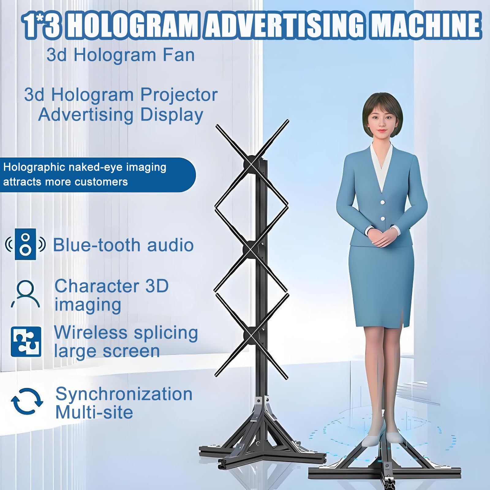 Komercyjny Wentylator Holograficzny 3d - Projektor Holograficzny 3d, Maszyna Reklamowa Z Diodami Led O Wysokiej Jasności - Wentylatory Z Interaktywnym Wyświetlaczem Holograficznym
