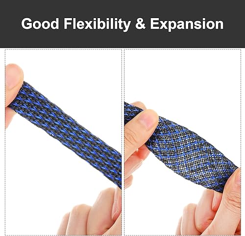 Miniatura 10 de Fundas trenzadas de telar de alambre de 96 pies para organizar cables con 127 piezas de tubos termorretráctiles para cables de audio y video contra