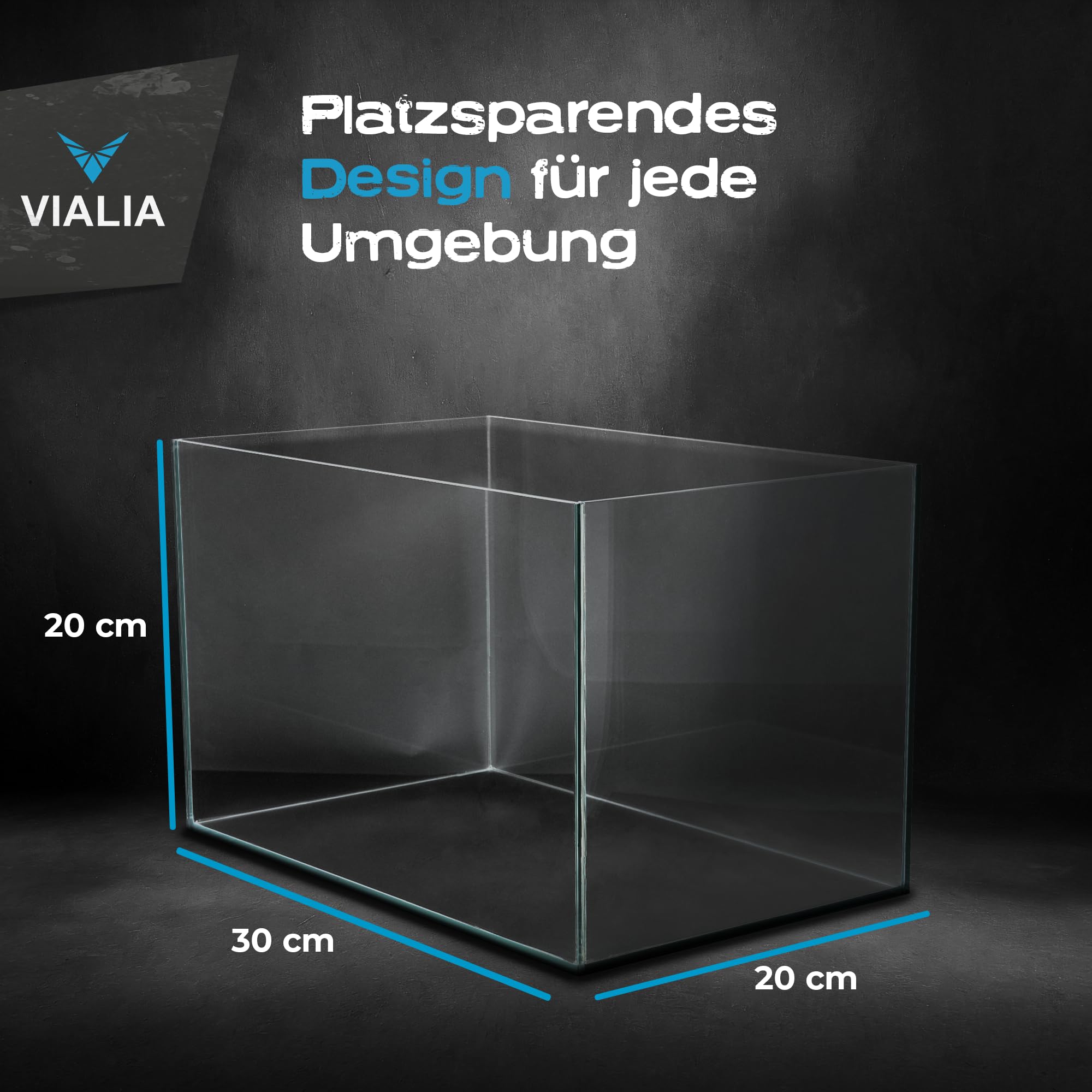 Aquarium 12 Liter Glasbecken 30x20x20 cm | Stoßfest verklebt & diamantgeschliffene Kanten | Kratzfestes Floatglas | Für Süß- & Salzwasser | Becken für Fische, Garnelen & Wasserpflanzen
