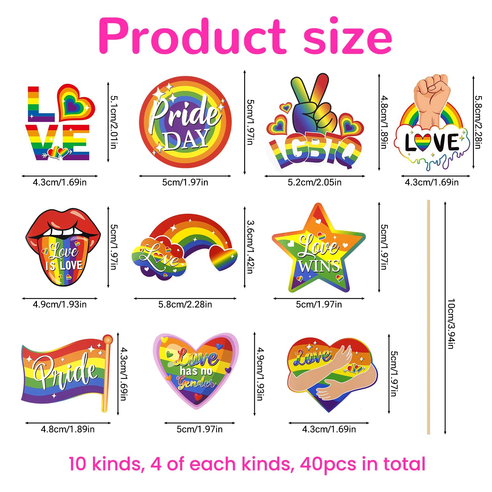 Pack of 40 Rainbow Cupcake Toppers - Image 2