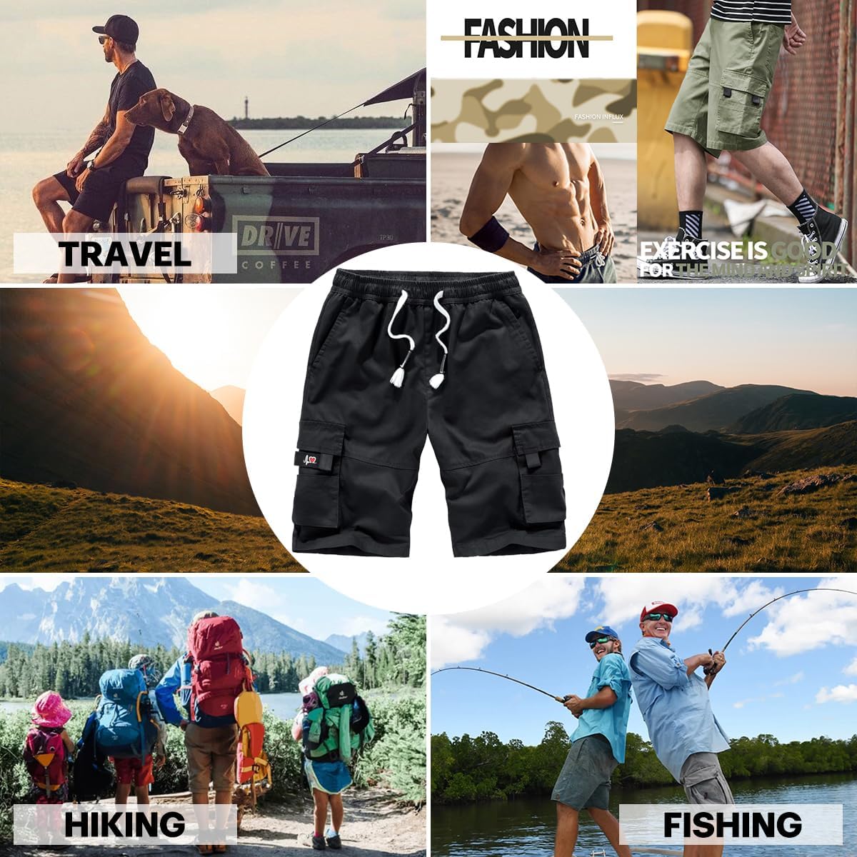 APTRO Men's Cargo Shorts Elastic Waistband Drawstring Summer Casual Cotton Big & Tall Relaxed Fit Work Shorts - Image 7