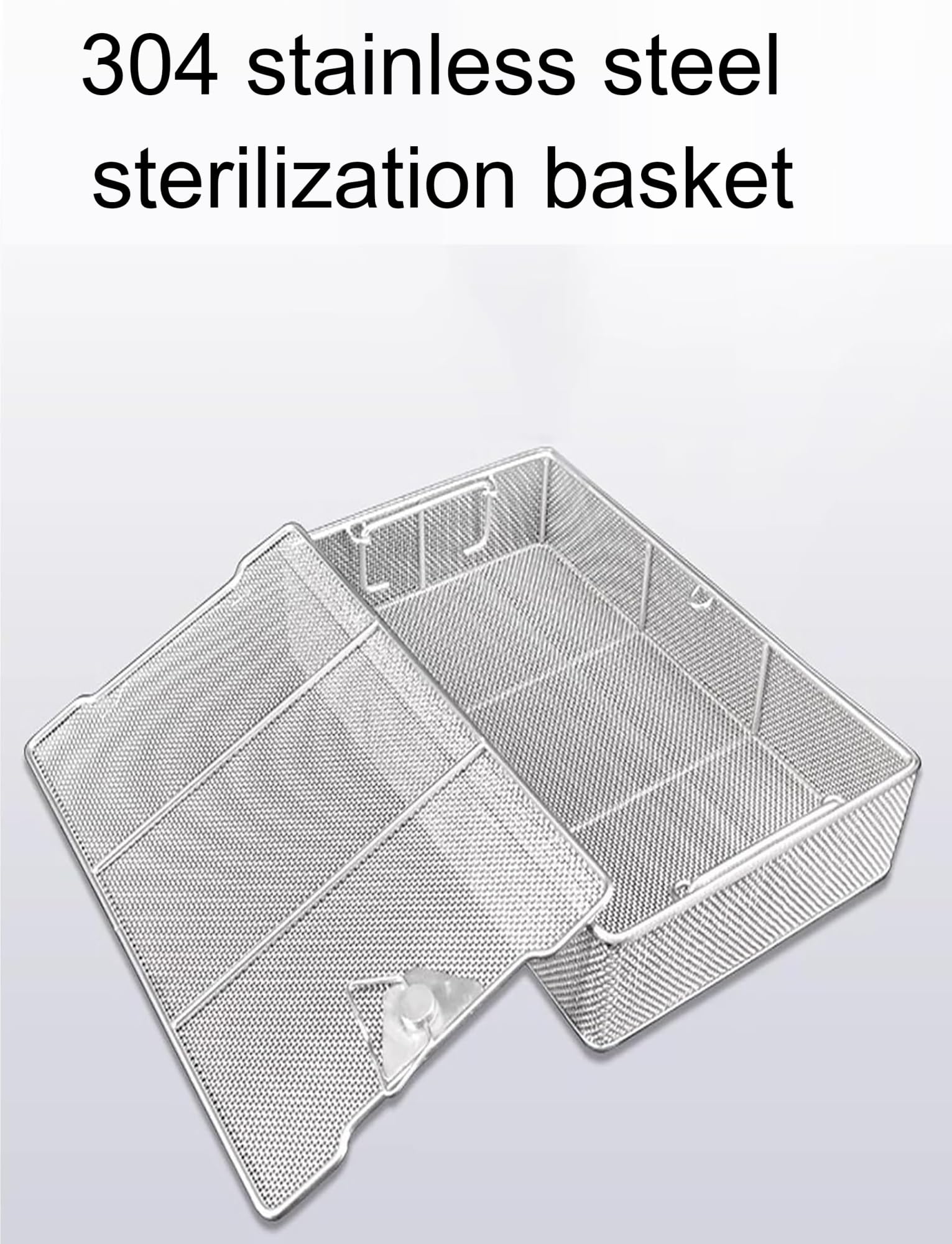 Reinigungskorb for medizinische Geräte mit 4 mm Maschenweite, Material Edelstahl 304, Sterilisationskorb for chirurgische Instrumente aus Edelstahl mit Deckel(30x20x7cm/11.81x7.87x2.76in)