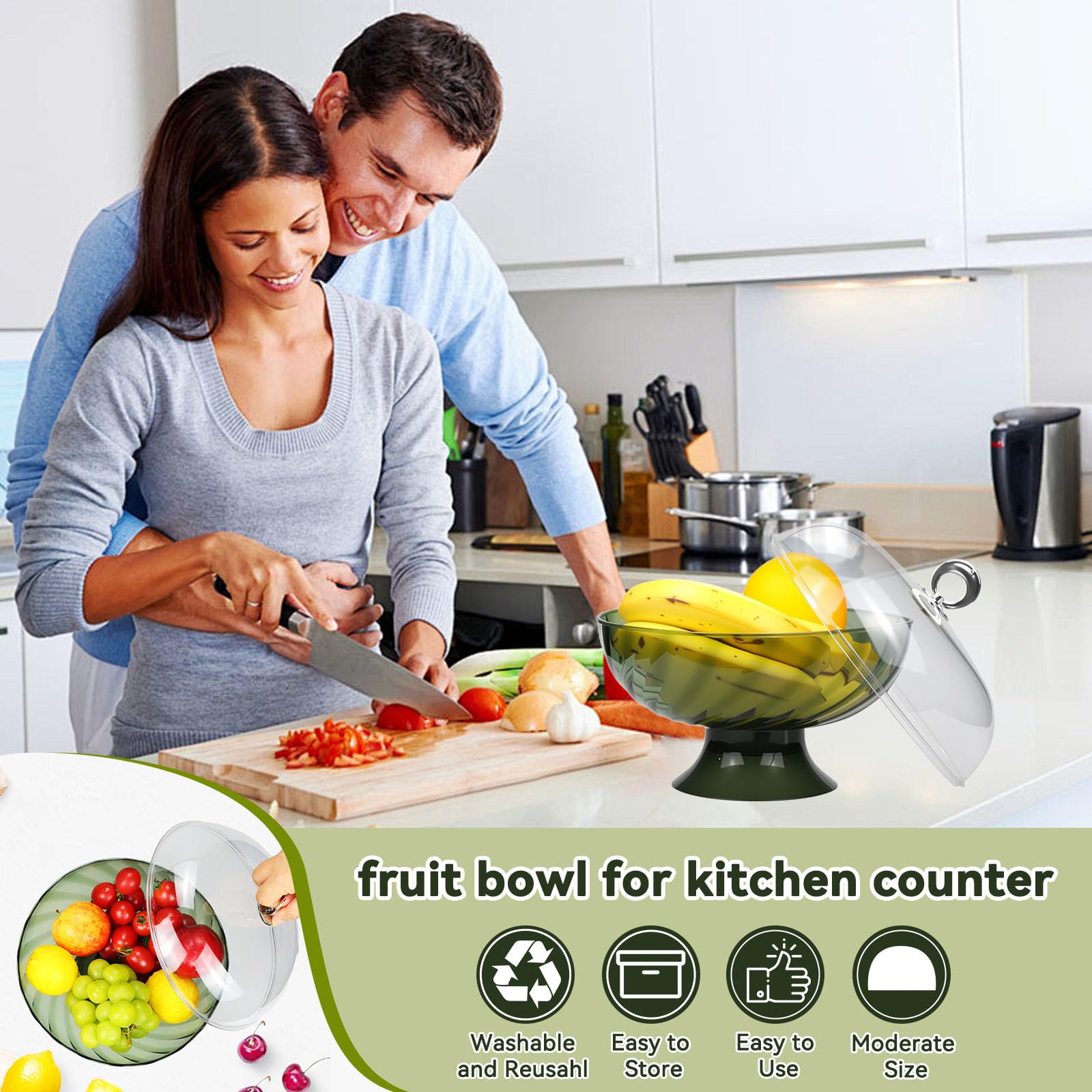 DEMEIHUA Obstkorb Mit Deckel - Fliegenschutz Für Früchte 27cm Vintage Design