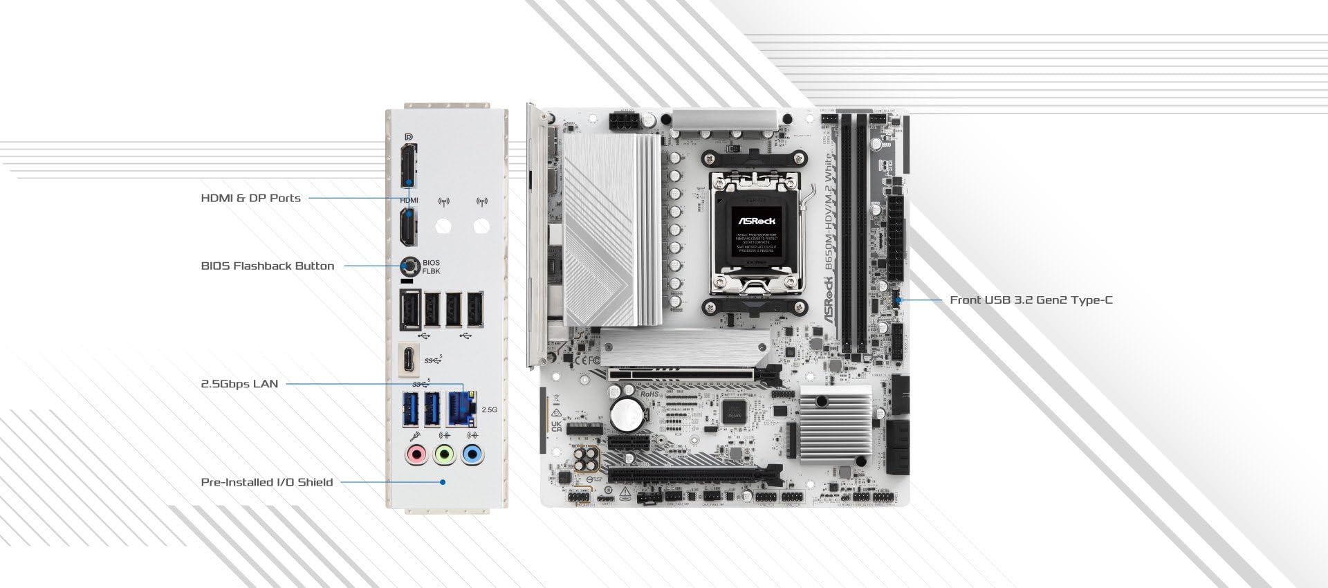 Amazon.com: ASRock B650M-HDV M.2 White Micro-ATX AM5 Motherboard