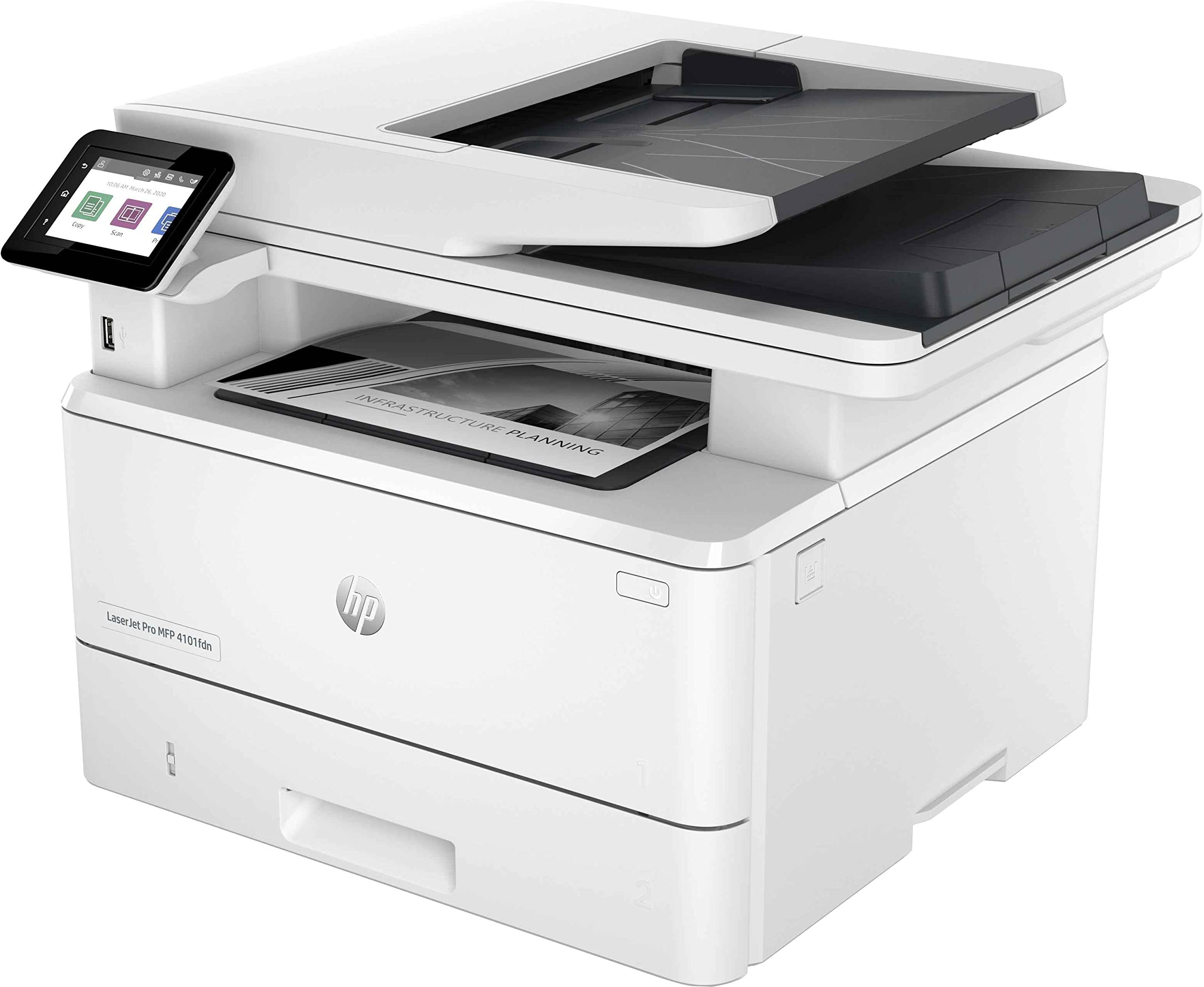 HP - LaserJet Pro 4102dw Wireless Multifunction Bianco e nero Stampante, Fotocopiatrice, Scanner Duplex