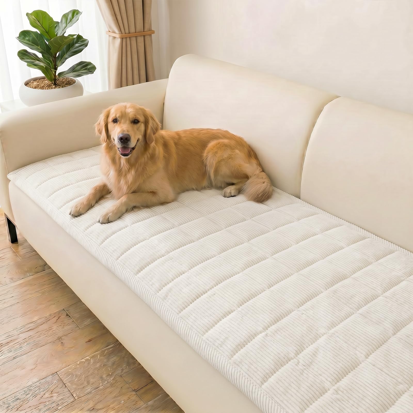 Famibay Sofa Cover Washable Soft Sofa Covers 2/3/4 Seater Thick Non Slip Couch Covers Sofa Protector for Pet Dogs Kids Living Room White 70x150cm