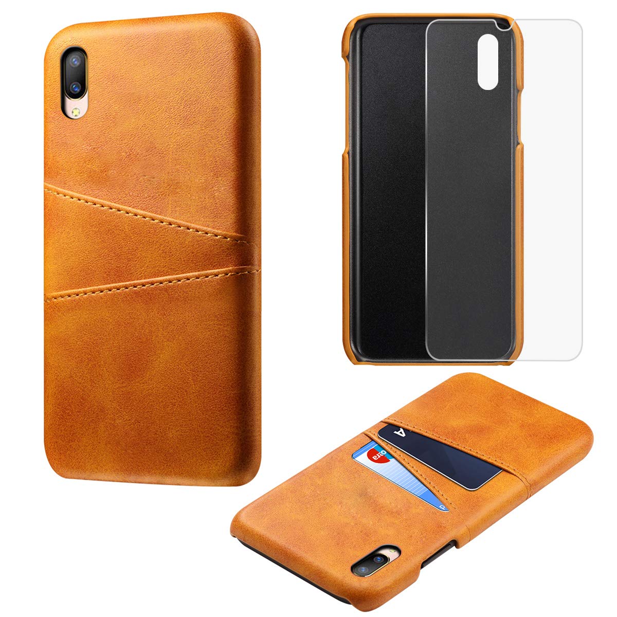 Compatible Vivo V11 Pro Case, LifeePro Ultra Slim Calf Grain PU Leather  Hard PC Backcover with Wallet Card Slot Holder Full Protective Shockpoof  Phone