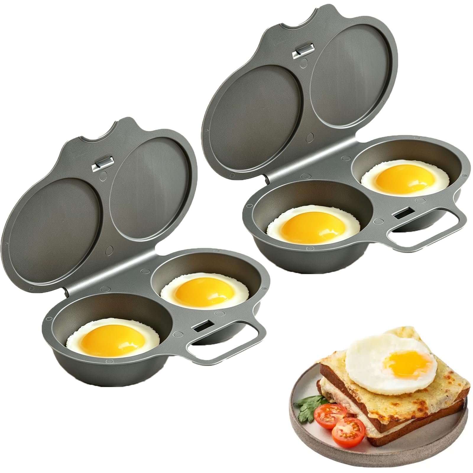 2PCS Microwave Egg Poacher, Egg Poacher Microwave For 2 Eggs，Dark Gray