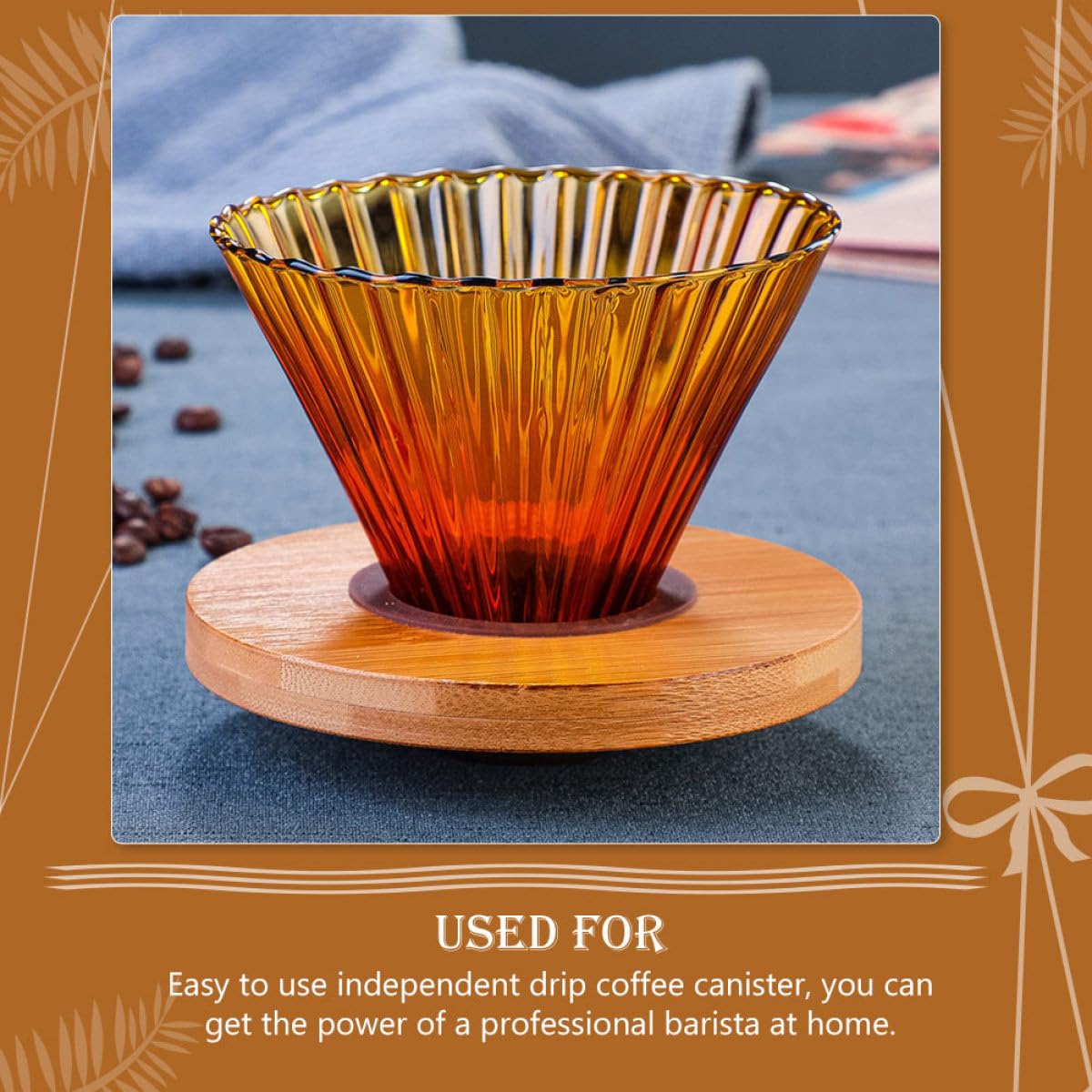 Cono de Café Hogar 1 Juego, Vidrio y Madera Reutilizable