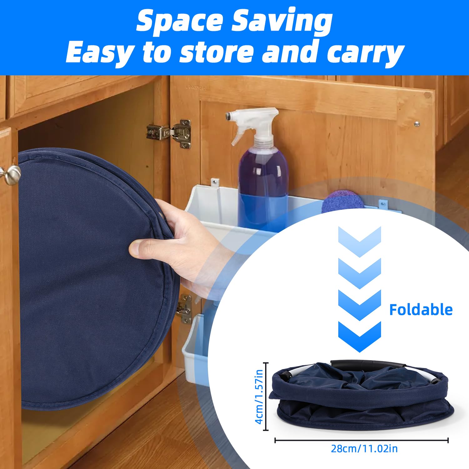 Organiseur de Nettoyage Multi-Poches Pliable 6 Compartiments Bleu