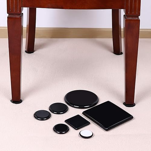 Miniatura 6 de Ezprotekt Paquete de 8 deslizadores de muebles grandes reutilizables para alfombras, almohadillas redondas de 5 pulgadas para mudanzas, deslizadores