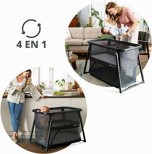 Kinderkraft SOFI Plus, Lit bébé, Berceau, Lit de Voyage, De la Naissance à 3 Ans, Jusqu'à 15 kg, Pliage Rapide, Parfait pour Les déplacements, Housse en Coton, 2 draps offerts, Gris - 3