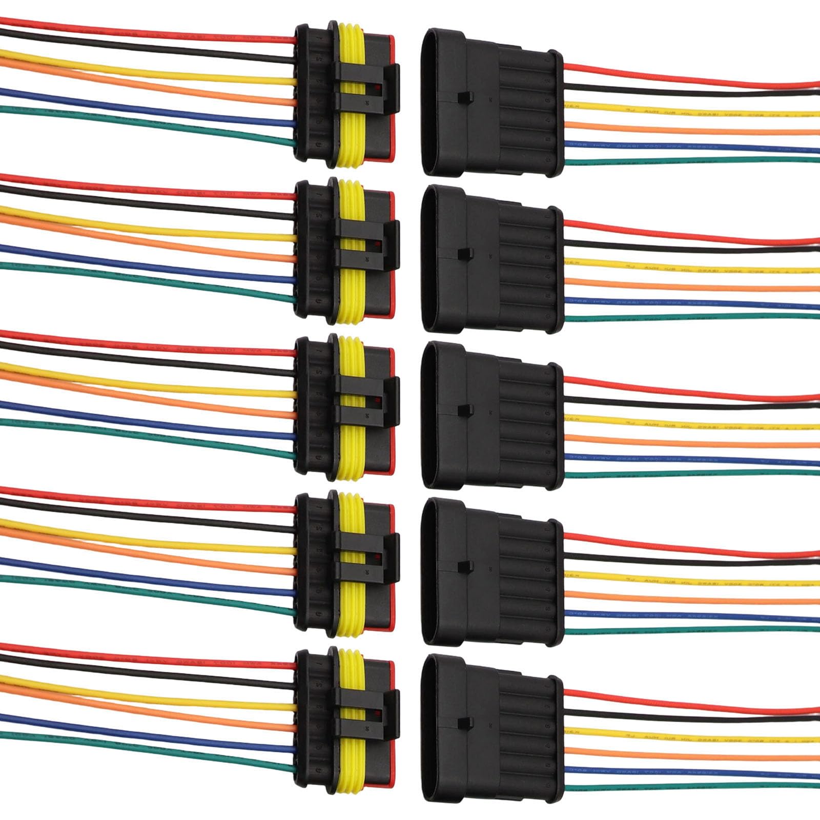 Vehicle Wiring Connectors, 5Pcs Male Female Quick Plugs with Wires for Automotive Use Automotive Connector