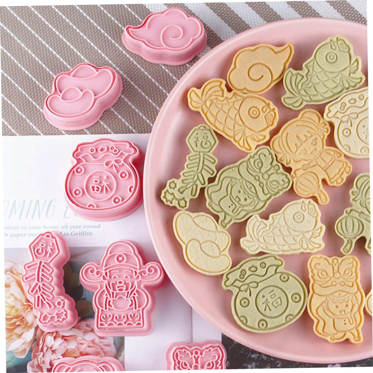 PRETYZOOM 32 Moldes Para Galletas Prensa De Repostería Molde Para Galletas Moldes De Año Nuevo Chino Sello De Prensa Para Galletas Moldes Para Hornear DIY Galletas De