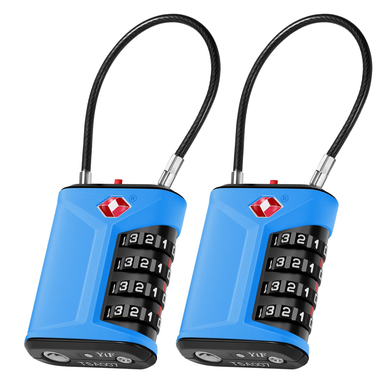 ZHEGE Kofferschloss Zahlenschloss, Schloss mit Zahlencode, Weißen Zahlen TSA Kofferschloss mit Öffnung Alarmanzeige, Flexible Kabel Reiseschloss, Schloss Koffer für Rucksack (2 Stücke, Blau)