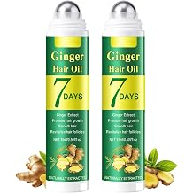 Roll On Ginger Hair Oil for Hair Growth, Ginger Extract Hair Serum to Reduce Hair Loss, Nourish Scalp & Smooth Frizzy, Dry, Damaged Hair - Strengthening, Moisturizing for All Hair Types, 2PCS