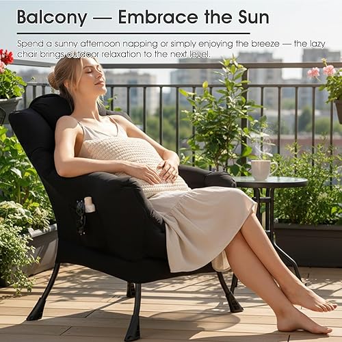 Miniatura 4 de Lazy Chair, moderna silla decorativa con reposabrazos y una almohada, juego de silla de sofá de ocio, silla de lectura para sala de estar,