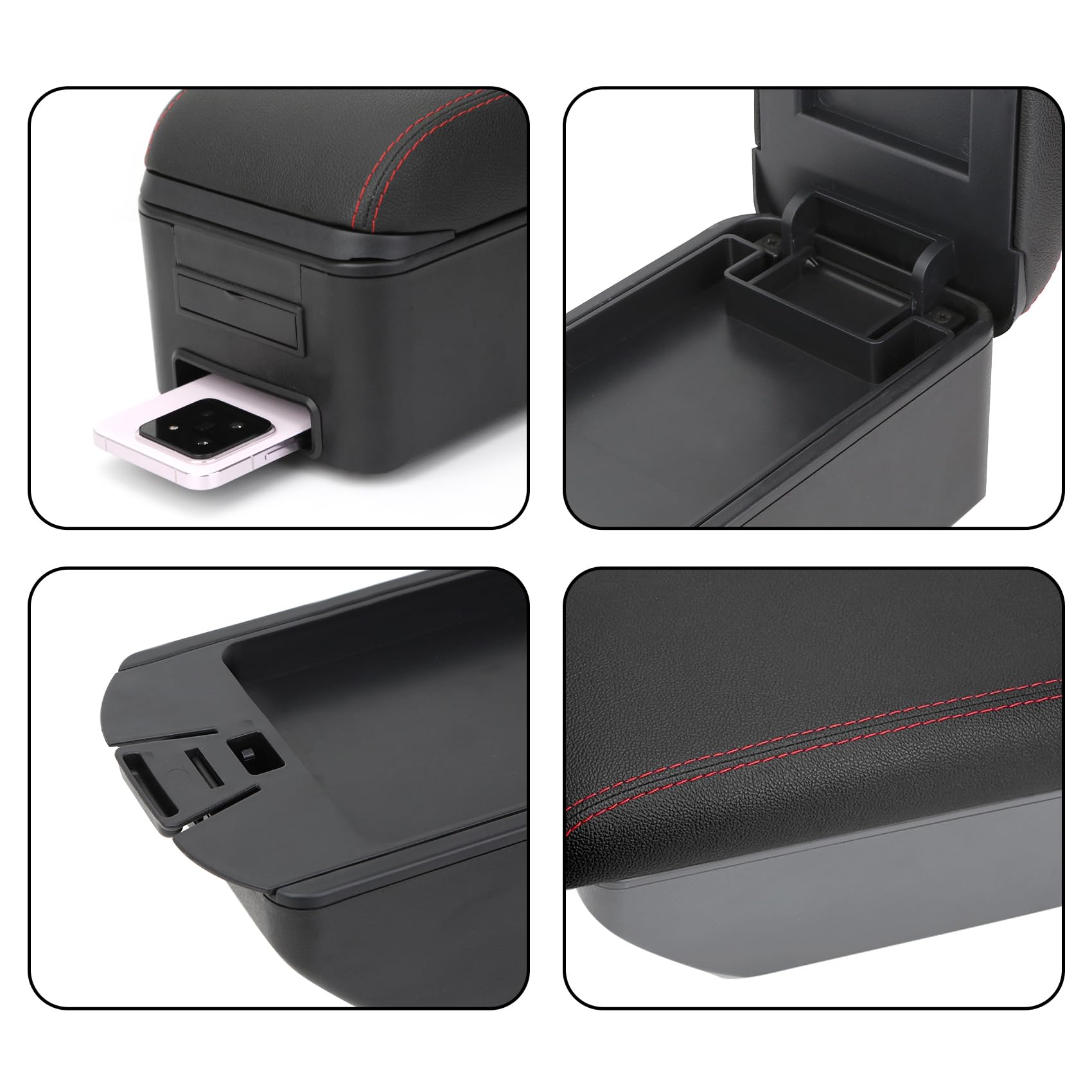 YJYWZH Compatible with SEAT Ibiza 6F Armlehnen 2017-2024 Mk5 Auto Mittelkonsole Aufbewahrungsbox Armlehne Innenausstattung Armauflage Leder Armstutze